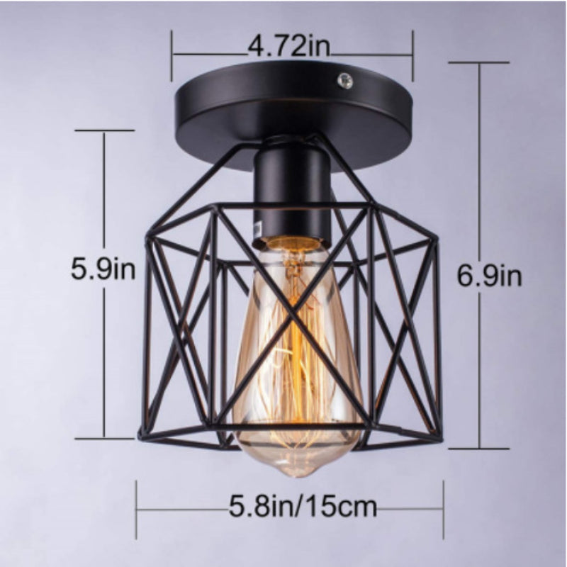 HEIKESZ American Farmhouse Ceiling Lamp Corridor Kitchen Bedroom Light Stairs Living Room Retro Country Home Cage LED Lamp