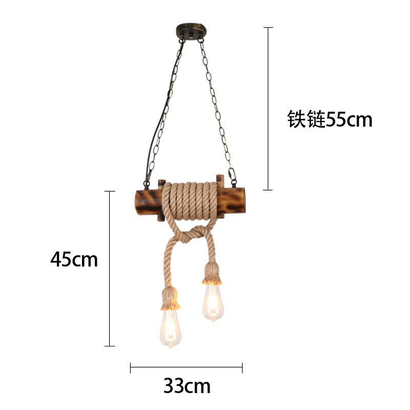 HEIKESZ American Retro Industrial Wind Rope Pendant Lamp Restaurant Coffee Shop Chuangyu Bamboo Nostalgic Lamps Bar Personality Pendant Lamp LED Light for Bedroom Night Aesthetic Room Lamp