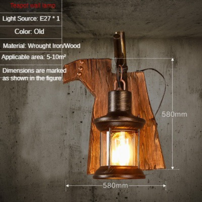HEIKESZ American Retro Balsa Boat Wood Wall Lamp Dining Room Coffee Shop Light Loft Industrial Style Creative Bar Aisle Nostalgic Lamp LED Light for Bedroom Night Aesthetic Room Lamp