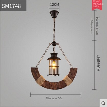 HEIKESZ 【One-year warranty, free shipping】American Retro Industrial Style Restaurant Coffee Shop Boat Wooden Decorative Chandelier Creative Bar Restaurant Box Nostalgic Lamps