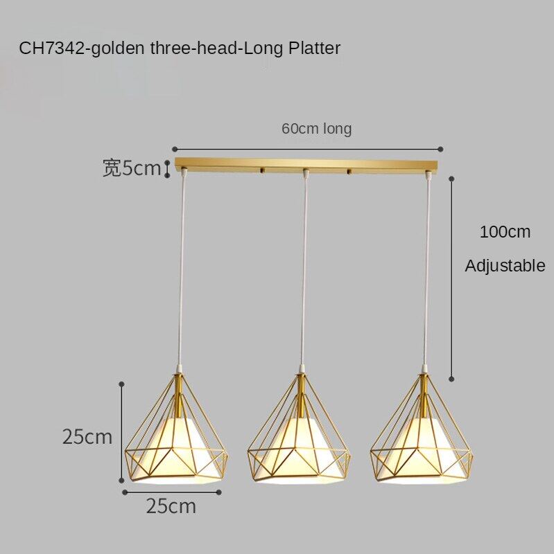 HEIKESZ Modern Chandelier Three-Head Wrought Iron Ceiling Lamp for Dining Room Bedroom Living Room LED Light Post-Modern Hanging Droplight