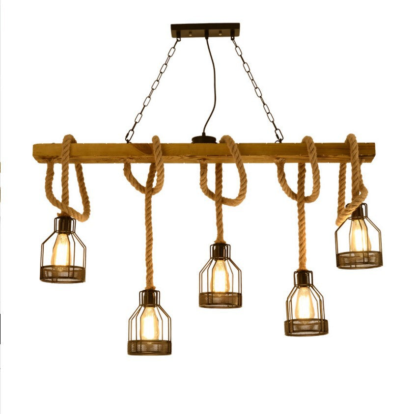 HEIKESZ American Retro Industrial Style Chandelier Personalized Clothing Shop Window Creative Light Bar Internet Coffee Bar Lamp LED Light for Bedroom Night Aesthetic Room Lamp