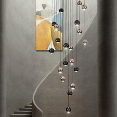 HEIKESZ Luxury Crystal Rotating Staircase Chandelier Modern Minimalist LED Ceiling Light for Living Room Dining Kitchen Bedroom