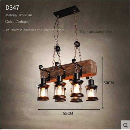HEIKESZ 【One-year warranty, free shipping】American Retro Industrial Style Restaurant Coffee Shop Boat Wooden Decorative Chandelier Creative Bar Restaurant Box Nostalgic Lamps
