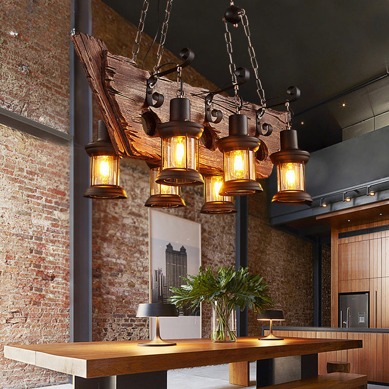 HEIKESZ American rural retro ship wood chandelier hot pot restaurant hotel bar counter bed and breakfast restaurant lamp industrial wind decorative lamp