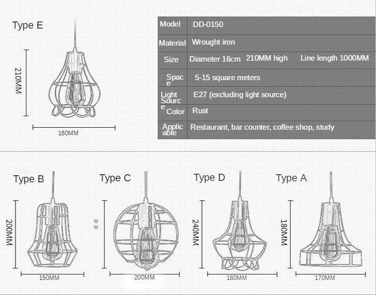 HEIKESZ Iron Small Iron Cage Loft Industrial Chandelier American Country Bar Counter Retro Living Room Cafe Lamps american style retro outdoor indoor retro bedroom lamp american-style Industrial wind