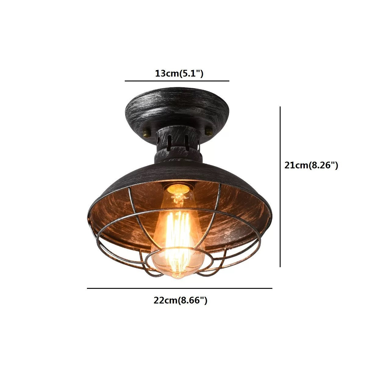 HEIKESZ LOFT Industrial Style Iron Ceiling Light Guest Restaurant Retro Iron Net Pot Cover Bar Counter Balcony Aisle American Creative Light LED Light for Bedroom Night Aesthetic Room Lamp