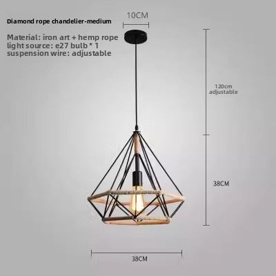 HEIKESZ Vintage Industrial Rope Pendant Light Creative Mongolian Yurt Style for Cafe Restaurant Bar Counter