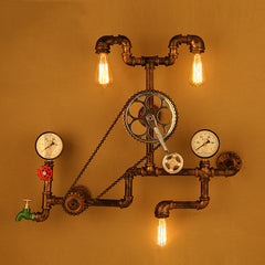 HEIKESZ Loft Retro Industrial Wind Wall Lamp Creative Wrought Iron Gear Wall Lamp Diners Cafe Bar Counter Club Decoration Lamp LED Light for Bedroom Night Aesthetic Room Lamp