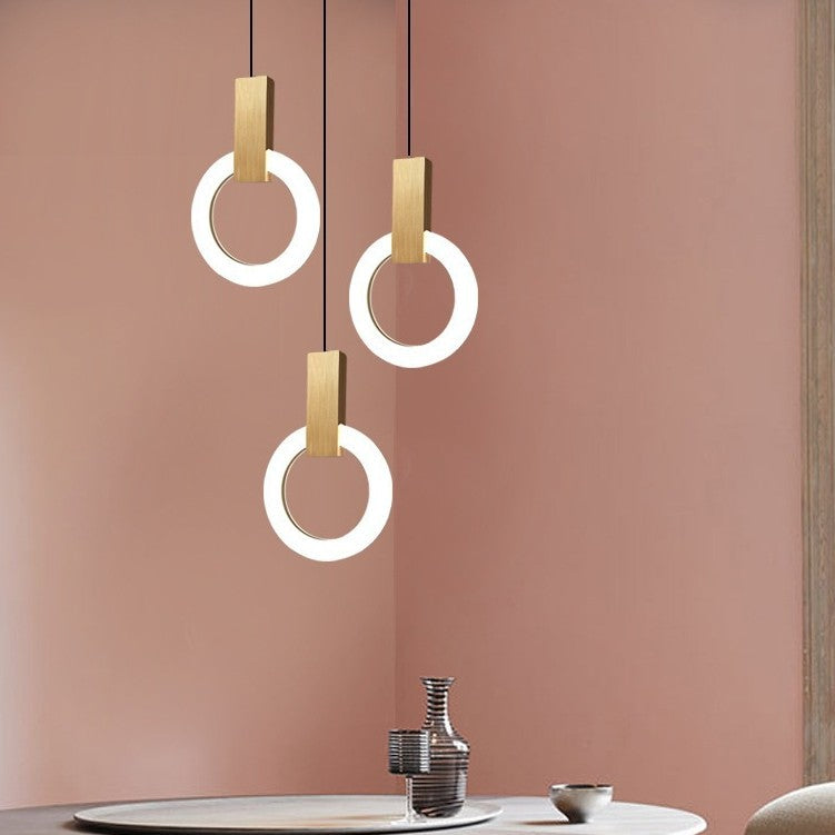 HEIKESZ Nordic bedside small chandelier light luxury simple modern personality creative bar counter bedroom background wall Led ring chandelier lamp light fixtures for celling light