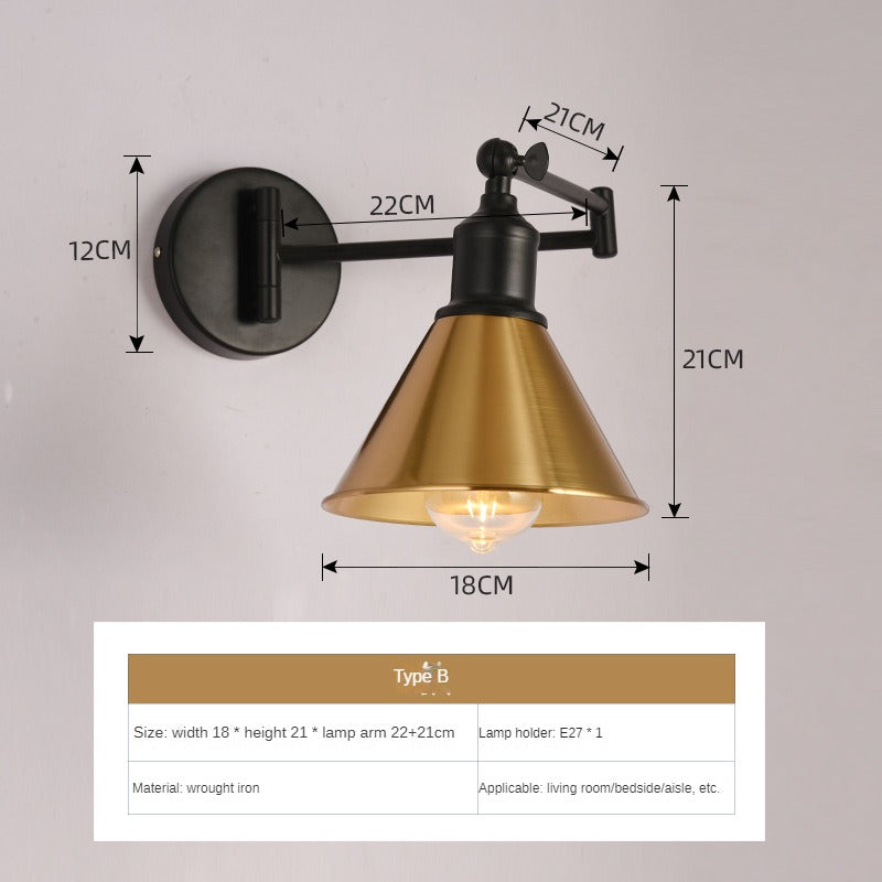 HEIKESZ In Chinese Antique Style Rocker Arm Wall Lamp Bedroom Bedside Lamp Retractable Folding Study Reading Lamp in the Living Room American Standard European Standard Wall Lamp
