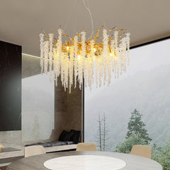 HEIKESZ Italian Crystal Chandelier Luxury High-End Designer Villa Living Room Bedroom Dining Rod-Type Light