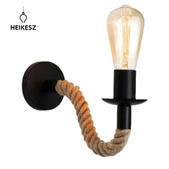 HEIKESZ Vintage Industrial Wall Light Rustic Iron Sconce with Rope Design for Cafe Bar Restaurant Corridor