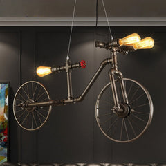 HEIKESZ Nordic wrought iron retro bedroom restaurant bar industrial style creative personalized bicycle water pipe chandelier wall lamp