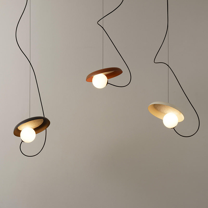 HEIKESZ Silent Style Kitchen Island Magnetic Glass Ball Small Droplight Nordic Homestay Dining Room Lamp Minimalist Designer