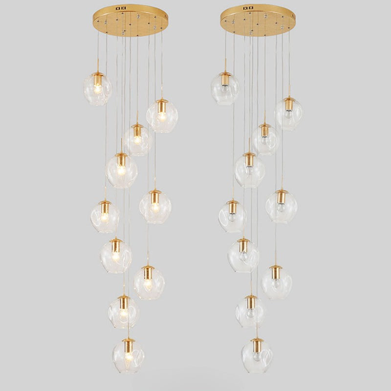 HEIKESZ Nordic Creative Staircase Chandelier Modern Ceiling Light for Living Room Dining Room Villa Duplex Rotating Staircase Long Pendant Light