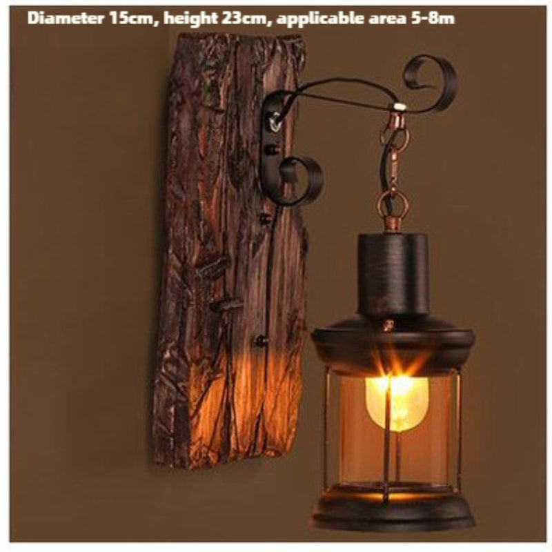 HEIKESZ American retro boat wood wall lamp restaurant shop lamp loft industrial style creative bar counter aisle nostalgic lamp