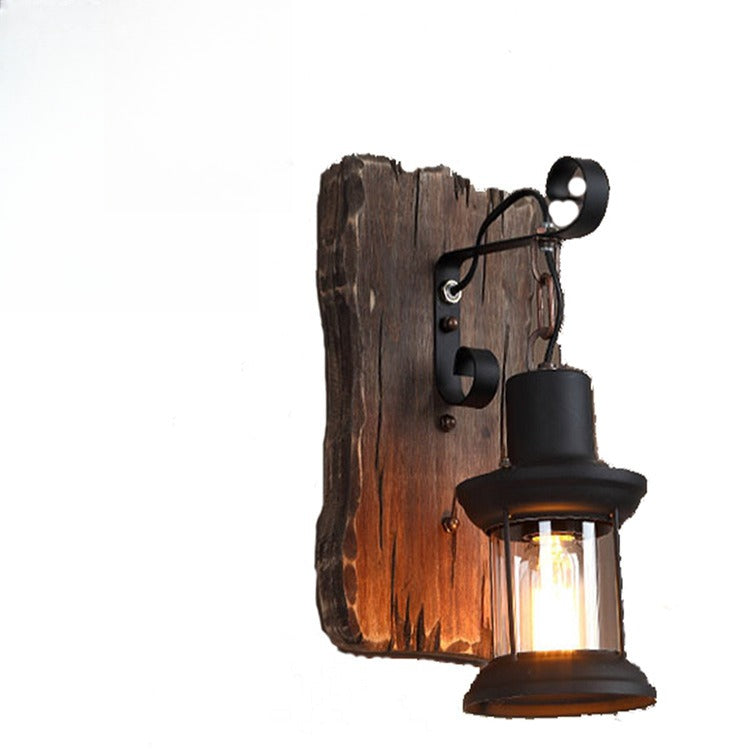 HEIKESZ Vintage Industrial Wall Light American Retro Loft Style Solid Wood Creative Decor for Bar Cafe Restaurant