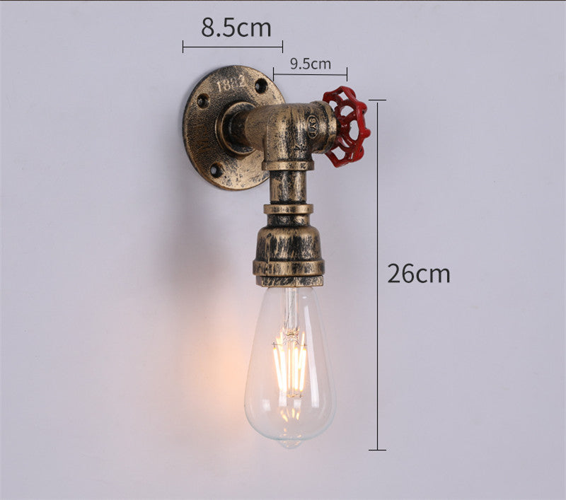 HEIKESZ American Retro Pipe Wall Lamp Creative Industrial Style Restaurant Bar Coffee Shop Corridor Shop Nostalgic Wall Lamp LED Light for Bedroom Night Aesthetic Room Lamp