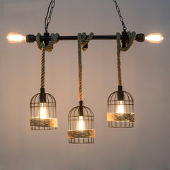 HEIKESZ American Industrial Style Water Pipe Pendant Lamp Restaurant Coffee Shop Creative Rope Light Bar Loft Retro Iron Art Pendant Lamp LED Light for Bedroom Night Aesthetic Room Lamp