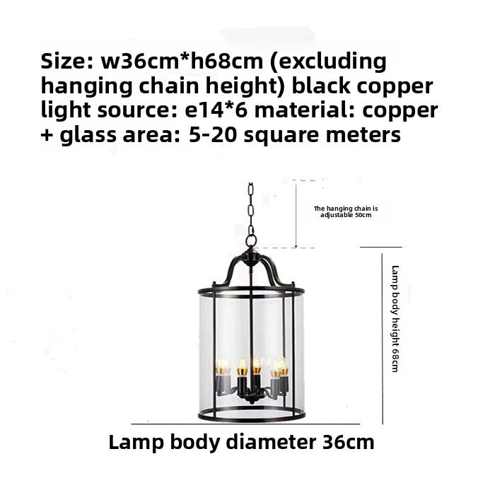 HAIKESZ Modern European Style Full Copper Ceiling Light for Dining Room Hallway Staircase Entrance Simple Luxury Chandelier