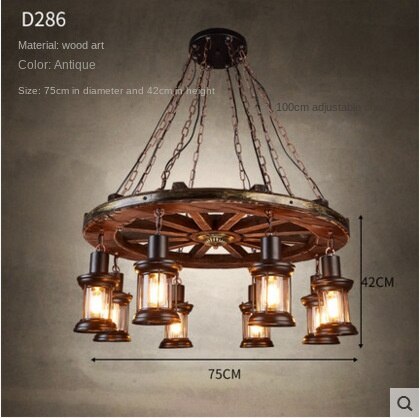 HEIKESZ 【One-year warranty, free shipping】American Retro Industrial Style Restaurant Coffee Shop Boat Wooden Decorative Chandelier Creative Bar Restaurant Box Nostalgic Lamps