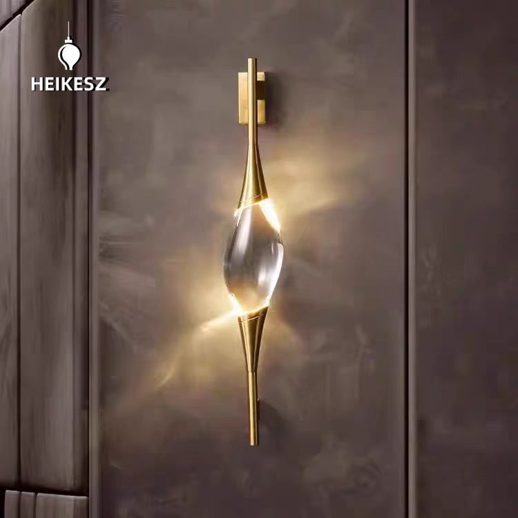 HEIKESZ Designer simple chandelier decoration all copper crystal lamp creative light luxury background wall living room dining room bedroom wall lamp light fixtures for celling light