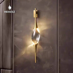 HEIKESZ Designer simple chandelier decoration all copper crystal lamp creative light luxury background wall living room dining room bedroom wall lamp light fixtures for celling light