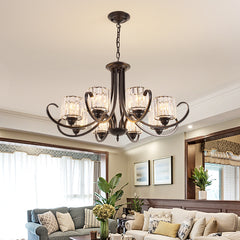 HEIKESZ Modern Luxury Iron Crystal Ceiling Light Zhongshan Lighting for Dining Room Villa Hall Bedroom Simple American Style Chandelier