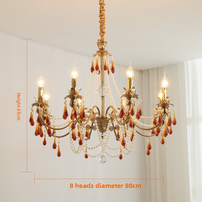 HEIKESZ Crystal chandelier French living room water drop lamp dining room lamp American hotel villa living room hall lamp light fixtures for celling lights