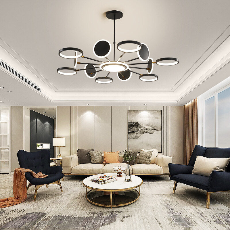 HEIKESZ Nordic Modern Chandelier Luxury Living Room Light Creative Molecular Round Ceiling Lamp for Bedroom Dining Room Restaurant