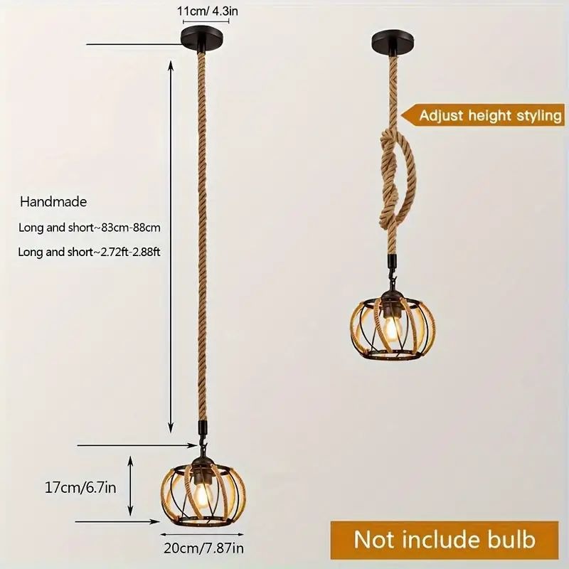 HEIKESZ Vintage American Style Rope Pendant Light Industrial Ceiling Lamp for Restaurant Cafe Bar Decor Wholesale