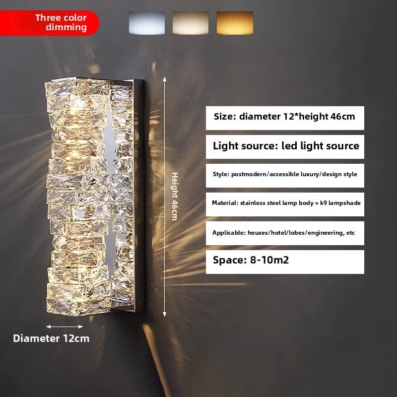 HIEKESZ craftsman light luxury bedside crystal lamp staircase porch lamp light luxury living room sofa TV background wall grille wall lamp light fixtures for celling light