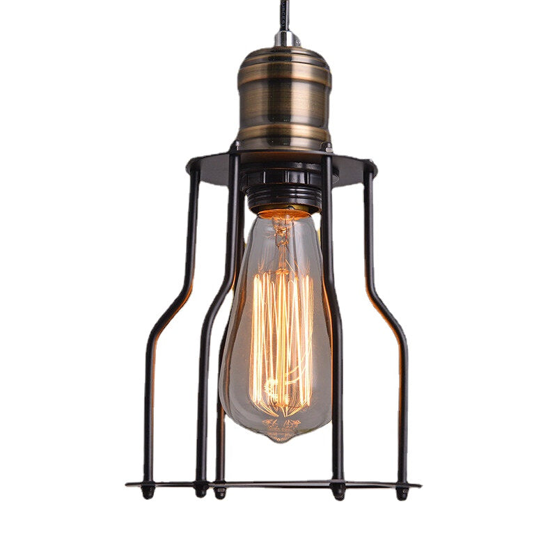 HEIKESZ Creative Small Iron Cage Loft Industrial Chandelier American Country Bar Counter Lamps Retro Living Room Cafe Lights american style retro outdoor indoor retro bedroom lamp american-style Industrial wind