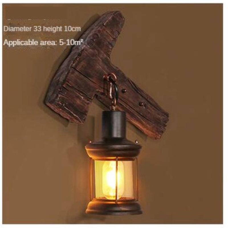 HEIKESZ American Retro Balsa Boat Wood Wall Lamp Dining Room Coffee Shop Light Loft Industrial Style Creative Bar Aisle Nostalgic Lamp LED Light for Bedroom Night Aesthetic Room Lamp