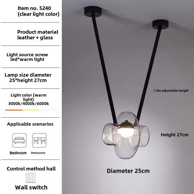 HEIKESZ Nordic new restaurant bar chandelier designer personalized creative study model room island platform belt glass chandelier lamp light fixtures for celling light