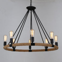 HEIKESZ American Country Double Layer Rope Ceiling Lamp Nordic Cafe Creative Lamps Retro Bedroom Chandelier american style retro outdoor indoor retro bedroom lamp american-style Industrial wind