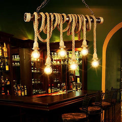 HEIKESZ American Retro Rope Pendant Lamp LOFT Industrial Wind Creative Water Pipe Light Restaurant Restaurant Dining Table Cafe Bar Lamp LED Light for Bedroom Night Aesthetic Room Lamp