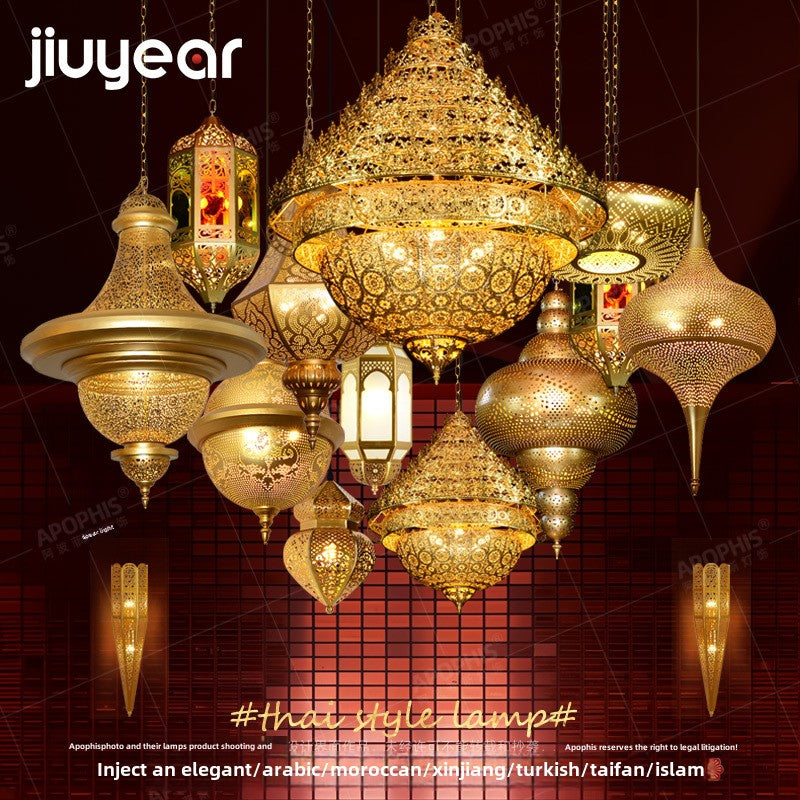 HEIKESZ Morocco classic hollow carved bedroom chandelier retro exotic Xinjiang characteristic restaurant hotel chandelierChandelier, restaurant light, living room light